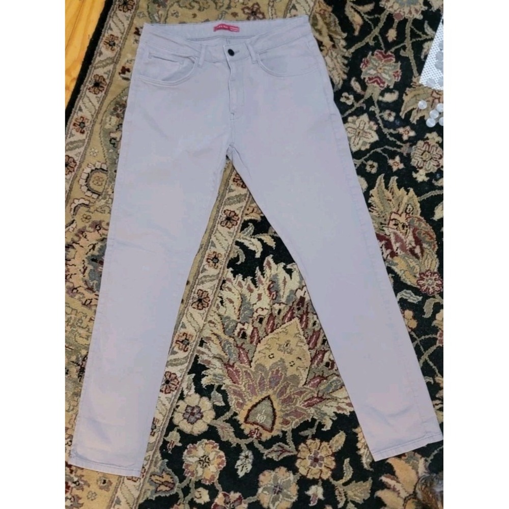 ZARA MAN Slim Fit Stretch Jean Style Pants DARK Beige Taupe Gray Tan Mens 34x33